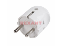 Вилка прямая 16А с/з, белый Rexant круг