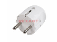 Вилка прямая 16А с/з, белый Rexant круг Вилка прямая 16А с/з, белый Rexant круг