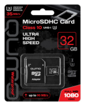 Карта памяти micro SD 32Gb Qumo class 10 с адаптером UHS-I U3 Карта памяти micro SD 32Gb Qumo class 10 с адаптером UHS-I U3