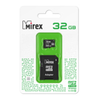 Карта памяти micro SD 32Gb Mirex class 10 с адаптером