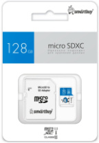 Карта памяти micro SD 128Gb SmartBuy class 10 BLUE с адаптером UHS-I