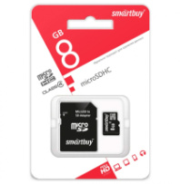 Карта памяти micro SD 8Gb SmartBuy class 4 с адаптером